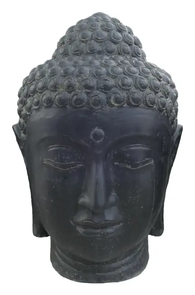 Product image 1 of the product “Buddha head, 100cm height, cast stone, hollow, handcrafted & coloured 100 cm”